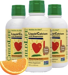ChildLife Essentials Liquid Calcium Supplement för barn - Baby Calcium med Magnesium, Zink och vitamin D3 - Orange smak, 16 fl oz (3 Pack)
