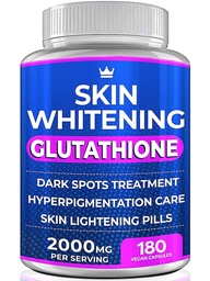 Glutathione Whitening Pills - 180 kapslar 2000mg Glutathione - Effektiv hudbelysning Supplement - Mörka fläckar, Melasma & Acne Scar Remover, Hyperpigmentering Behandling - Anti-Aging Antioxidant