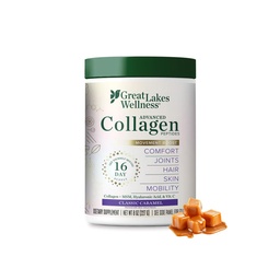 Great Lakes Wellness Movement Boost Advanced Collagen Peptides Powder med MSM, Hyaluronic Acid, Vitamin C - Joint Mobility & Comfort - Caramel Flavored - Non-GMO, Keto, Kosher - 8 oz
