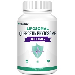 Orgabay Liposomal Quercetin Phytosome 1600 mg,Bromelain 200mg,Zinc 30mg, Vitamin C Turmeric 40 mg, Högsta Absorption, Quercetin Complex, 60 Softgels