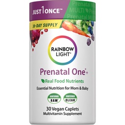Rainbow Light High-Potency Prenatal One Multivitamin, Prenatal Health Multivitamin stöder mammas hälsa och barnets utveckling, med vitamin C, Vegan, 30 greve