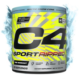 Cellucor C4 Ripped Sport Pre Workout Powder - NSF Certified for Sport - 200mg Caffeine + Cayenne Extract + Carnitine Tartrate + Beta-Alanine - Artic Snow Cone, 20 portioner