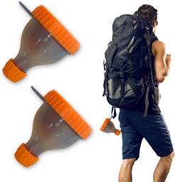 2Pack Protein Powder Container att gå Portable Supplement Funnels för fyllning av flaskor med Protein Powder Compartment Pill Storage, bra för träning, resor, till Go, Fitness (Orange