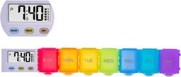 [4 i 1] 7 Day Medicine Pill Organizer + 5 Reminder Alarms+Timer+Clock,Large Compartment,Loud Sound,Large Screen,Moisture-Proof,Dust-Proof,Travel Weekly/Daily Pill Box/Organizer/Case/Container/Dispenser