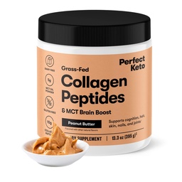 Perfekt Keto Collagen Peptides Protein Powder med MCT Oil, Hydrolyzed Collagen, Typ I & III Supplement, Gluten Free Grass Fed, Low Carb, Keto Coffee Creamer, Collagen för kvinnor och män, jordnötssmör