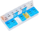Pill Organizer 7 Day, Pill Box 2 Times a Day AM PM Pill Case, Weekly Pill Container Portable Travel Medicine Box för vitaminer och tillägg (Blue-White)
