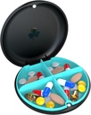 4 Compartment Small Pill Box, Moisture Proof Pill Case, Travel Pill Organizer för Pocket Purse, Daily Portable Medicine Vitamin Box, Fish Oil Box, Supplement Box (Black+Cyan)