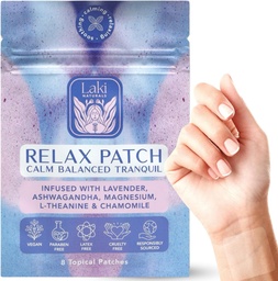 Laki Naturals Relax Patch (Pack of 8) | Naturliga växtbaserade ingredienser för stress och oro | Calming Formel för bättre sömn