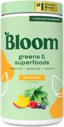 Bloom Nutrition Superfood Greens Powder, Digestive Enzymes med probiotika och prebiotika, Gut Health, Bloating Relief för kvinnor, Chlorella, Green Juice Mix med Beet Root Powder, 60 SVG, Mango