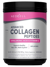 NeoCell Super Collagen Powder, Collagen Plus inkluderar Vitamin C & Hyaluronic Acid, främjar hälsosamt hår, vacker hud och nagelstöd, Collagen Type 1 & 3, 12g Collagen per portion, 20.6 Oz