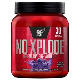 BSN N.O.-XPLODE Pre Workout Powder, Energy Supplement för män och kvinnor med kreatin och Beta-Alanine, smak: Grape, 30 portioner