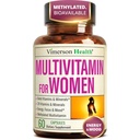 Multivitamin för kvinnor med metylerade vitaminer och chelated mineraler för energi, fokus och immunhälsa - Premium Daily Womens Multivitaminer och multimineraler - 60 kapslar