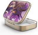 Pill Case Pill Box med Mirror Retro 2 Compartment Small Pill Case for Purse or Pocket Bronze Rectangular Pill Box eller Vitamins, Fish Oil, Supplements, Pill Containe Travel Gifts (Gold Marble)