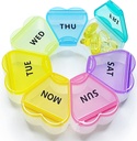 MOLN HYMY Large Weekly Pill Box 7 Day, Pill Case Organizer 1 gång om dagen, Floral Pill Container En gång dagligen, Ganska Medicin Dispenser för vitamin / fiskolja / Läkemedel / Tillskott