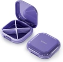 Small Pill Case, Travel Pill Box, Portable Pill Organizer, Pill Container för Pocket 4 Compartments, Daily Compact Travel Medicine Holder för Vitamins Medication (Purple)