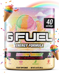 G Fuel Rainbow Sherbet Energy Drink Powder, Pre Workout Caffeine Mix för spel, Sugar Free Focus Amino, Vitamin + Antioxidanter, 9.9oz (Rainbow Sherbet, 40 portioner)