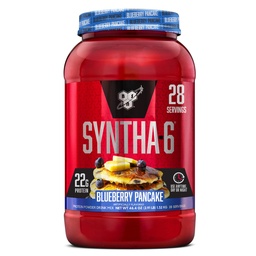 BSN SYNTHA-6 Premium proteinpulver med 6 g fiber, Whey Protein, Micellar Casein, Milk Protein Isolate Blend, 5g Fat, Blueberry Pancake, 28 portioner (Packaging May Vary)