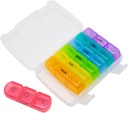 EZY DOSE Weekly (7-Day) Daglig Medtime Pill Organizer Case, Vitamin Planner och Medicin Container, Avtagbara Stora Pop-Out Individuella Komponenter, 3 gånger om dagen, Rese Vänlig, Rainbow, BPA Free