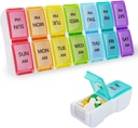 DailyRest Pill Organizer 2 gånger om dagen, Pill Box 7 Day, AM PM Pill Case, Detachable Weekly Pill Container, Rainbow See-Through Lids, Travel Portable Medicine Container för Pill / Vitaminer / Tillskott