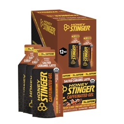 Honung Stinger Organic Salted Caramel Energy Gel, Caffeinated & Gluten Free, för träning, körning och prestanda, sportnäring för hem & gym, Pre och Mid Workout, 12 Pack, 13.2 Ounce