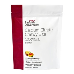 Bariatric Advantage Calcium Citrate Chewy Bites 500 mg - Högt absorberbar & Digestible - Vitamin D3 - Easily Chewable Calcium Supplement - Pineapple Mango - 90 Count