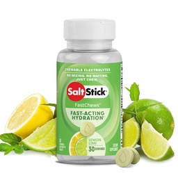 SaltStick Electrolyte FastChews - 60 Count Lemon Lime smak - Chewable Electrolyte tabletter för Hydration, Salt tabletter, Dehydration Relief