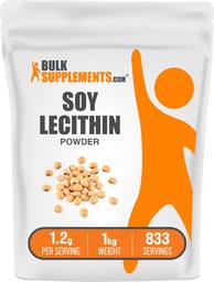 BulkSupplements.com Soy Lecithin Powder - Lecithin Supplement, Nutritional Supplement, Food Grade - Gluten Free, 1.2g per Servering, 1kg (2,2 lbs) (Pack av 1)