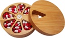 fashciaga Bamboo Wood Daily Weekly Vitamin Medicine Pill Organizer Case Box, Kitchen Salt Spice Cellar Containers,Earring Ring Jewelry Storage Decorative Box (Large)