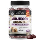Mushroom Gummies for Adults - 10-in-1 Functional Mushroom Supplement for Mood and Focus with Lions Mane Turkey Tail Cordyceps Shiitake Reishi - Vegan, Non-GMO, Fresh Raspberry Flavor, 60 Count