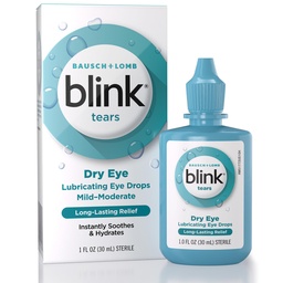 BLINK Tears Lubricating Eye Drops, Moisturizing & Soothing for Mild to Moderate Dry Eyes, med Hyaluronate, Reduces Discomfort, Long-Lasting Hydration, Soothes & Moisturizes, 1 Fl Oz