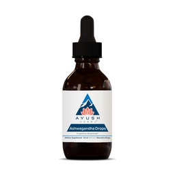 Ayush Herbs Ashwagandha Drops - Ashwagandha Alcohol-Free Drops for Adults, Calming Daily Supplement for Focus & Attention with Organic Ashwagandha, Lemon Flavor - 2 Fl Oz (80 portioner)