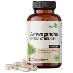 Futurebiotics Ashwagandha Extra Stress & Mood Support med BioPerine - Non GMO Formel, 120 Vegetariska kapslar