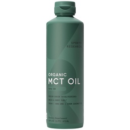Sportforskning Keto MCT Olja från organiska kokosnötter - fettsyra bränsle för kropp + hjärna - Enkel ingrediens C8 Caprylic Acid - Perfekt i kaffe, te och mer - Icke-GMO & Vegan - Osmakad (16 Oz)