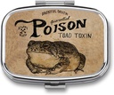 Metal 2 Compartment Pill Organizer Travel Friendly Portable Compact Pill Box Cute Pill Case för att hålla vitaminer, fiskolja, tillägg, Meds, tablett för handväska, ficka. (Poison Frog)
