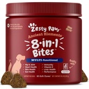 Zesty Paws Dog Multivitamin, Chewable Dog Vitamins and Supplements for Hip & Joints, Skin & Coat, Omega 3 Fish Oil for Dogs- Senior & Puppy Multivitamin - Bison-90ct