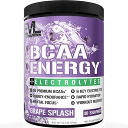 EVL BCAAs Amino Acids Powder - BCAA Energy Pre Workout Powder för muskelåterställning Lean Growth and Endurance - Rehydrating Post Workout Recovery Drink med 6 Key Electrolytes - Grape Splash