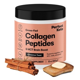 Perfekt Keto Collagen Peptides Protein Powder med MCT Oil, Hydrolyzed Collagen, Typ I & III Supplement, Gluten Free Grass Fed, Low Carb, Keto Coffee Creamer, Collagen för kvinnor och män, Cinnamon Toast