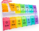 Mossime XL Large Pill Organizer 2 gånger om dagen, Weekly Am Pm Pill Box med Hinged Lids, 7 Day Medicine Vitamin Pill Case, Daily Pill Container, Big Medication Organizer för tillägg