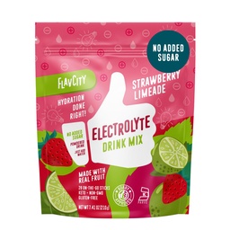 FlavCity Strawberry Limeade Electrolytes Powder Packets - 28 Hydration Packets - No Added Sugar - Hydration Powder med Real Fruit & Unrefined Sea Salt - Keto & Gluten-Free (28 Stick Packs)