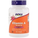 Now Foods Vitamin A, 25000 IU from Fish liver oil, 250 Softgels (Pack of 2)