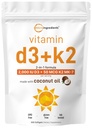 Micro Ingredients Vitamin D3 2 000 IE + K2 MK-7 50 mcg, 300 Softgels | Virgin Coconut Oil | 2-i-1 Support | Lätt att svälja, icke-GMO