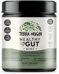 TERRA ORIGIN Hälsosam Gut Mint smak | 30-Servings med L-Glutamin, Zink, Glukosamin, Slippery Elm Bark, Marshmallow Root och mer!