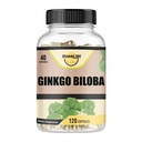 Ginkgo Biloba 1800mg, Ginkgo Biloba Organic, Memory & Brain Function Support, förbättrar koncentration och kognitivt stöd, klarhet, 120 Veggie Caps, Non GMO, 120Caps