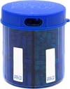 Monster Jr Supplement Pill Dispenser med etiketter - Håller små Medium Medicinering Vitaminer och lätt Dispens från en behållare Inkluderar Compartment Labels (Monster Jr Blue UV - 1 Pack)