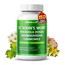 ST John's Wort 14-in-1 Natural Blend med Rhodiola Ashwagandha Chamomile Holy Basil L-Theanine Valerian Passionflower - 150 Count - Made & Tested i USA