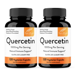 Sandhu's Quercetin Vegetarian Capsules Supplements 120 Count (Pack of 2) | Bioflavonoider för Immun Support & Respiratory Health, Seasonal Allergy Support | Quercitin för män och kvinnor
