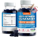 Stress Relief Gummies - 1500MG 5HTP with L-Theanine Gaba & L-Tyrosine - Ashwagandha Herbal Supplement Supports Intellectual Alertness Vegan Brain Mood Booost Supplements for Kids & Adults Made in USA