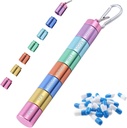 Pill Box Organiser, Portable Weekly Pill Box, 7 Day 1 Times a Day Compartments Tablet Organiser Box, Rainbow Metal Pill Holder Waterproof Pill Case med Keychain för Outdoor Travel Camping Work