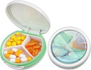 Serfeymi Small Pill Box - 3 Compartments Portable Pill Box för Purse Pocket, Compact Mini Travel Pill Case - Lämplig för medicin, vitamin, fiskolja, kosttillskott - White (Marble)