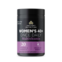 Forntida Nutrition Multivitamin för kvinnor, Forntida Multi Kvinnors 40+ När Daglig Vitamin Supplement, Vitamin B, Vitamin C och Vitamin K2, Folat och Järn Supplement, Stöder Benhälsa, 30ct
